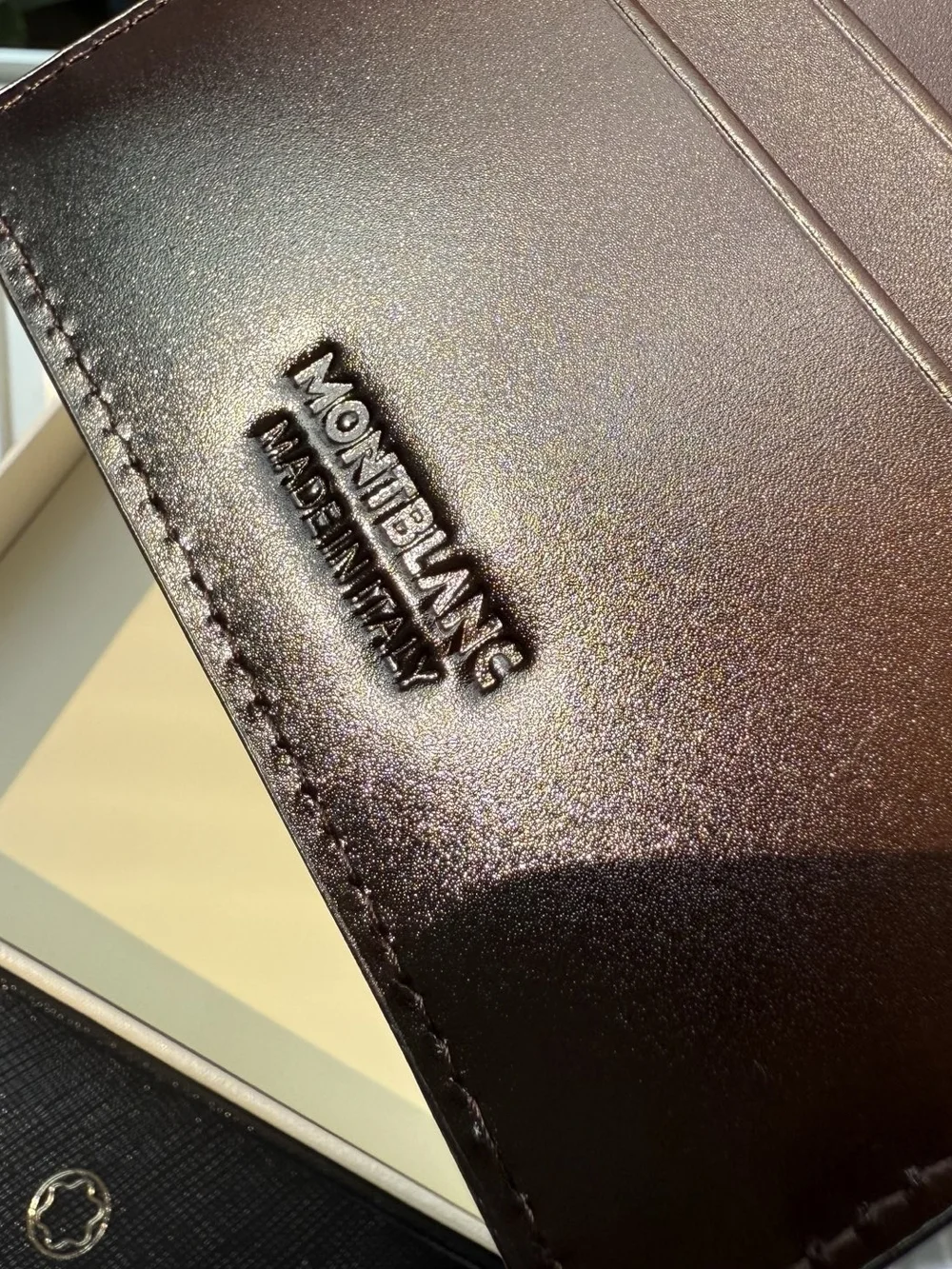 Montblanc Men's Leather Card Holder Wallet - Dark Brown